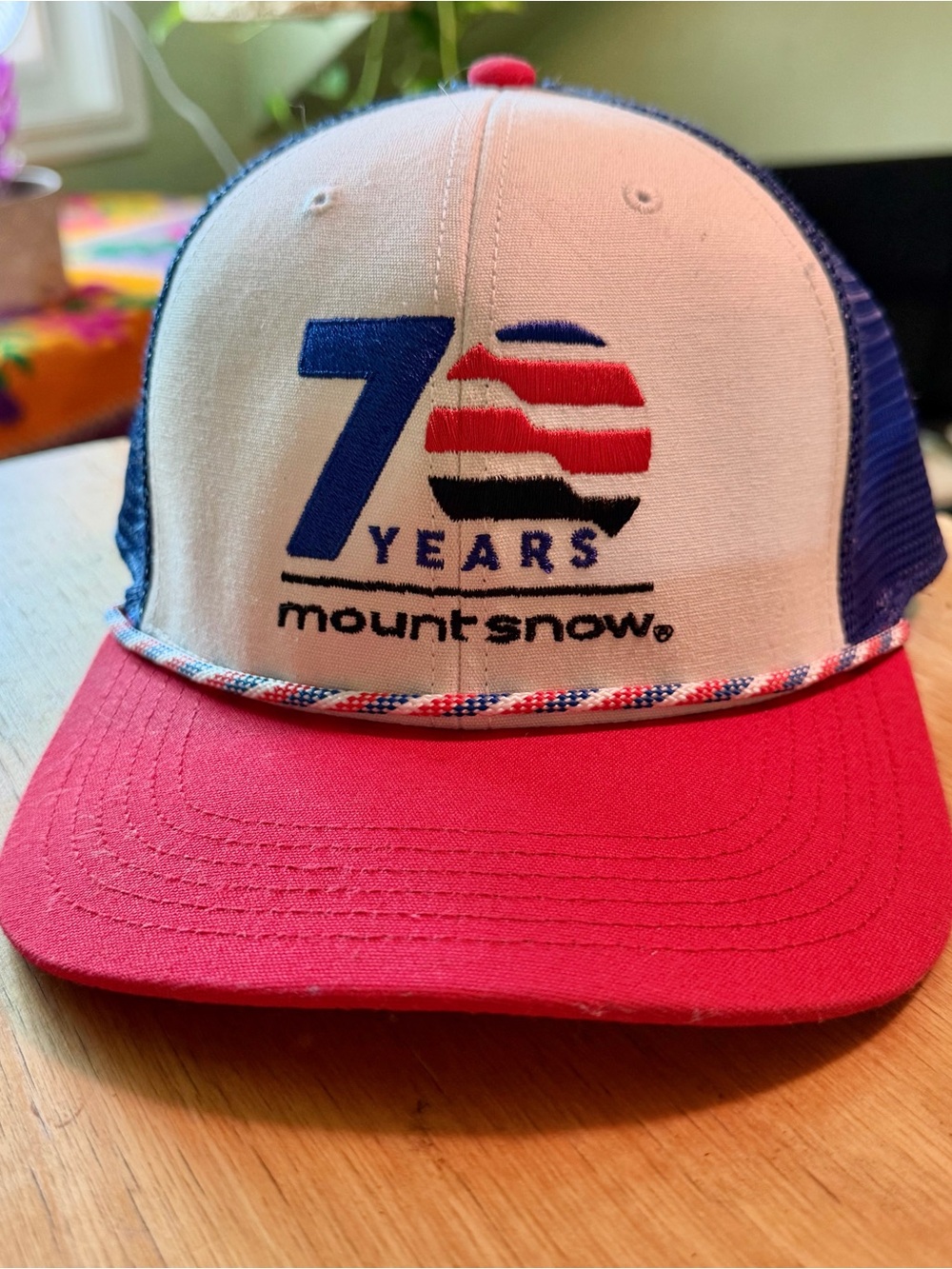 Mount Snow 70 Years Trucker Hat - Red, White & Blue